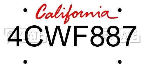 4CWF887 California License Plate