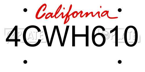 4CWH610 California License Plate