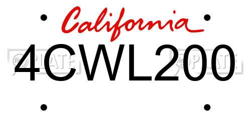 4CWL200 California License Plate