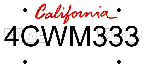 4CWM333 California License Plate