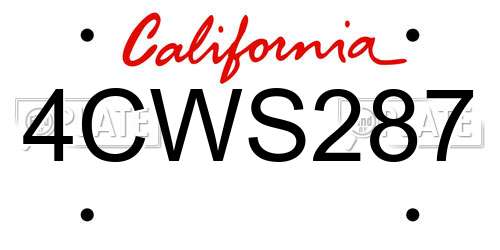 4CWS287 California License Plate