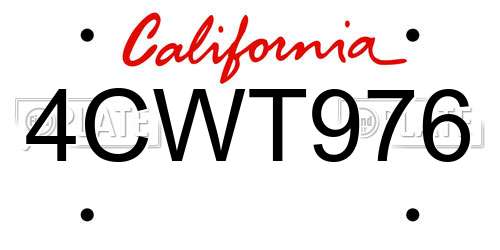 4CWT976 California License Plate