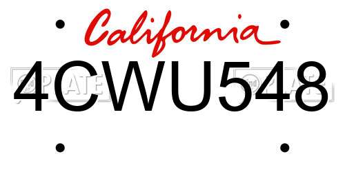 4CWU548 California License Plate