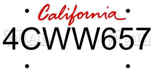 4CWW657 California License Plate