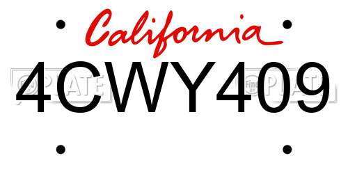 4CWY409 California License Plate