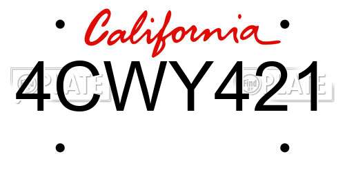 4CWY421 California License Plate
