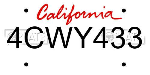 4CWY433 California License Plate