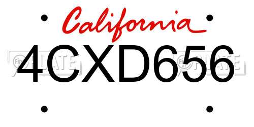 4CXD656 California License Plate