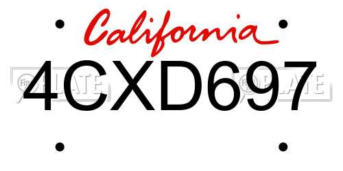4CXD697 California License Plate