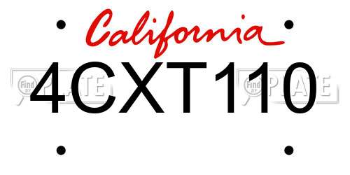 4CXT110 California License Plate
