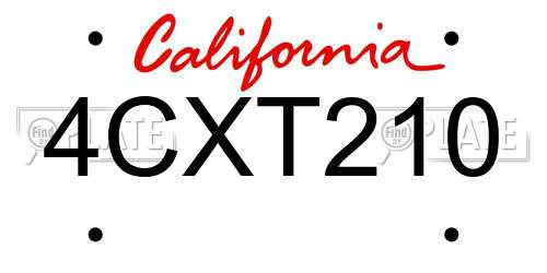 4CXT210 California License Plate
