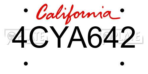 4CYA642 California License Plate