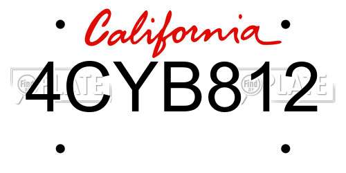 4CYB812 California License Plate