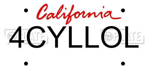 4CYLLOL California License Plate