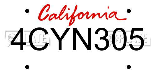 4CYN305 California License Plate
