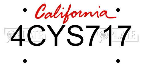 4CYS717 California License Plate