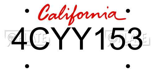 4CYY153 California License Plate