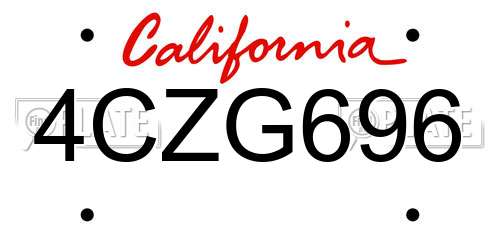 4CZG696 California License Plate