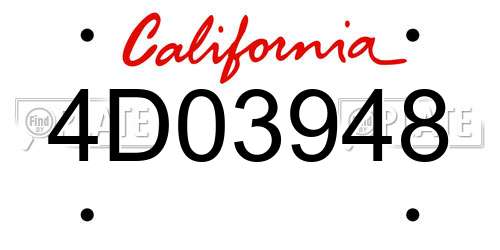 4D03948 California License Plate