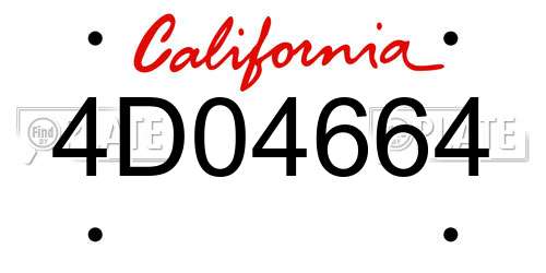 4D04664 California License Plate
