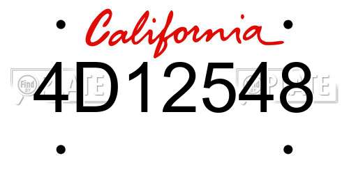 4D12548 California License Plate