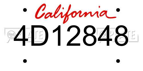 4D12848 California License Plate