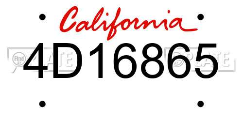 4D16865 California License Plate