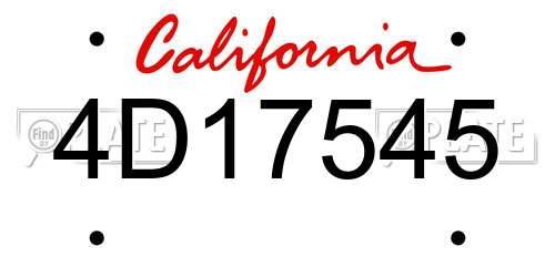 4D17545 California License Plate