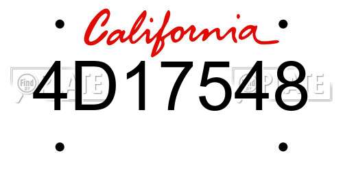 4D17548 California License Plate