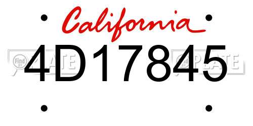 4D17845 California License Plate