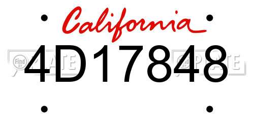 4D17848 California License Plate