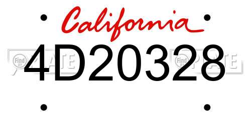 4D20328 California License Plate