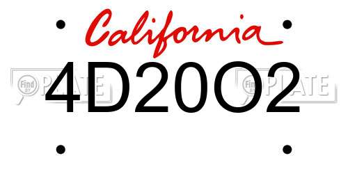 4D20O2 California License Plate