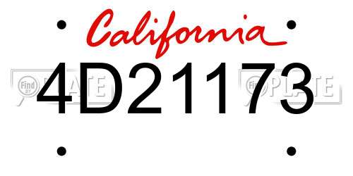 4D21173 California License Plate
