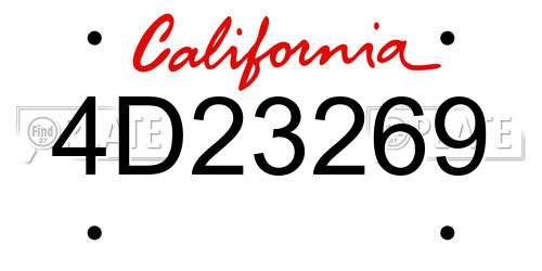 4D23269 California License Plate