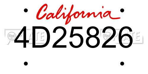 4D25826 California License Plate