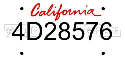 4D28576 California License Plate