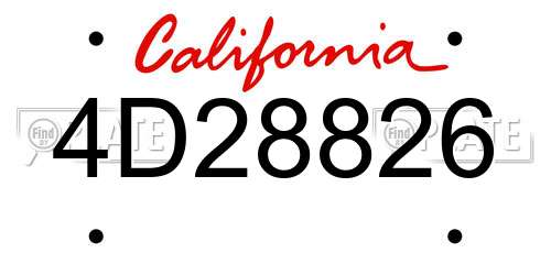 4D28826 California License Plate