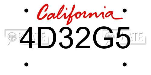 4D32G5 California License Plate