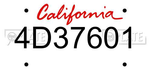 4D37601 California License Plate