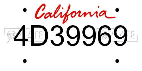 4D39969 California License Plate