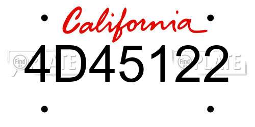 4D45122 California License Plate