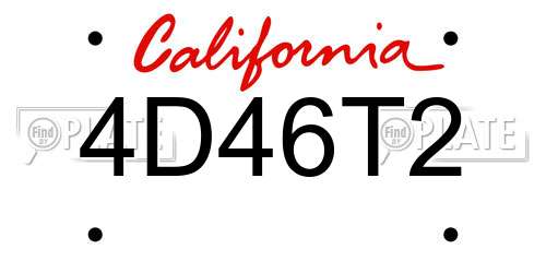 4D46T2 California License Plate