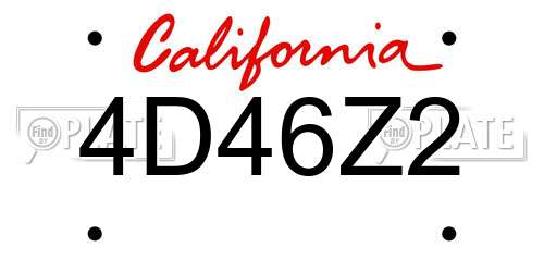 4D46Z2 California License Plate