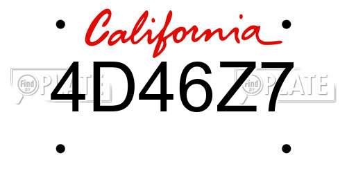 4D46Z7 California License Plate