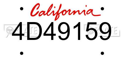 4D49159 California License Plate