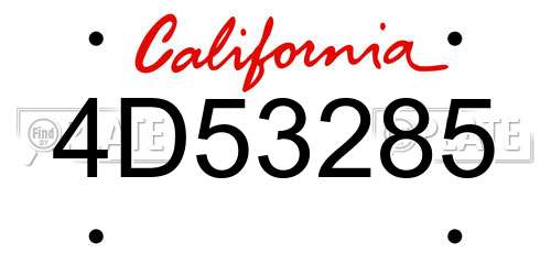 4D53285 California License Plate
