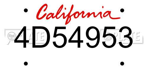 4D54953 California License Plate