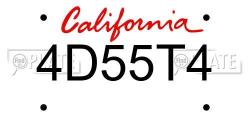 4D55T4 California License Plate