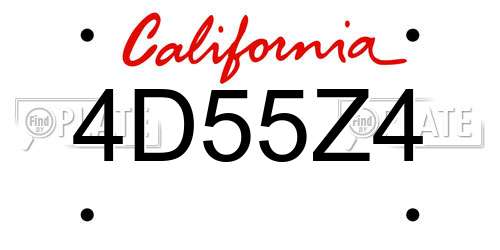 4D55Z4 California License Plate